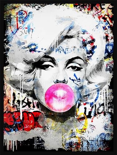 KUSTOM ART Monroe Poster mural décoratif version Pop Art avec Chewin-Gum Rose Impression artistique sur papier couché 40 x 30 cm sans cadre