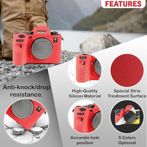 Funda de silicona para cámara Sony A1 color rojo miniatura 2