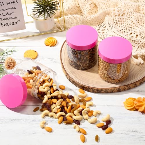 Image of Patelai 4 Pieces Round Wide-mouth Leak Proof Plastic Container Jars with Lids for Travel Storage Makeup Beauty Products Face Creams Oils Salves Ointments DIY Making(16 Ounce,Pink)