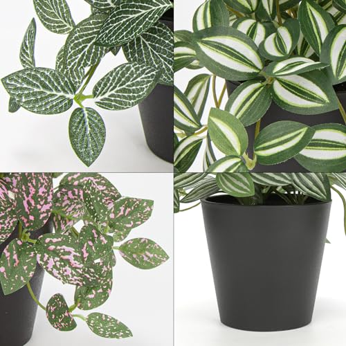 Small Artificial Plants Indoor in Pot Set of 3 Decorative Fake Plants Realistic Faux Plant Potted for Home Aesthetic Living Room Bathroom Desk Shelf Office Decoration - Image 3