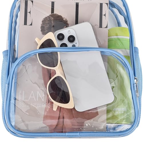 Image of Busiuw Clear Backpack for Stadium Events 12x12x6 with Front Pocket for Concert Sport Fashion Women Backpack Events Work Travel(Sky blue)