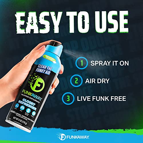 Image of FunkAway Extreme Odor Eliminating Closet Refresher AeroSpray, 6 oz., Odor Eliminating Spray Removes Musty, Stuffy, Sweaty and Stinky Airborne Odors