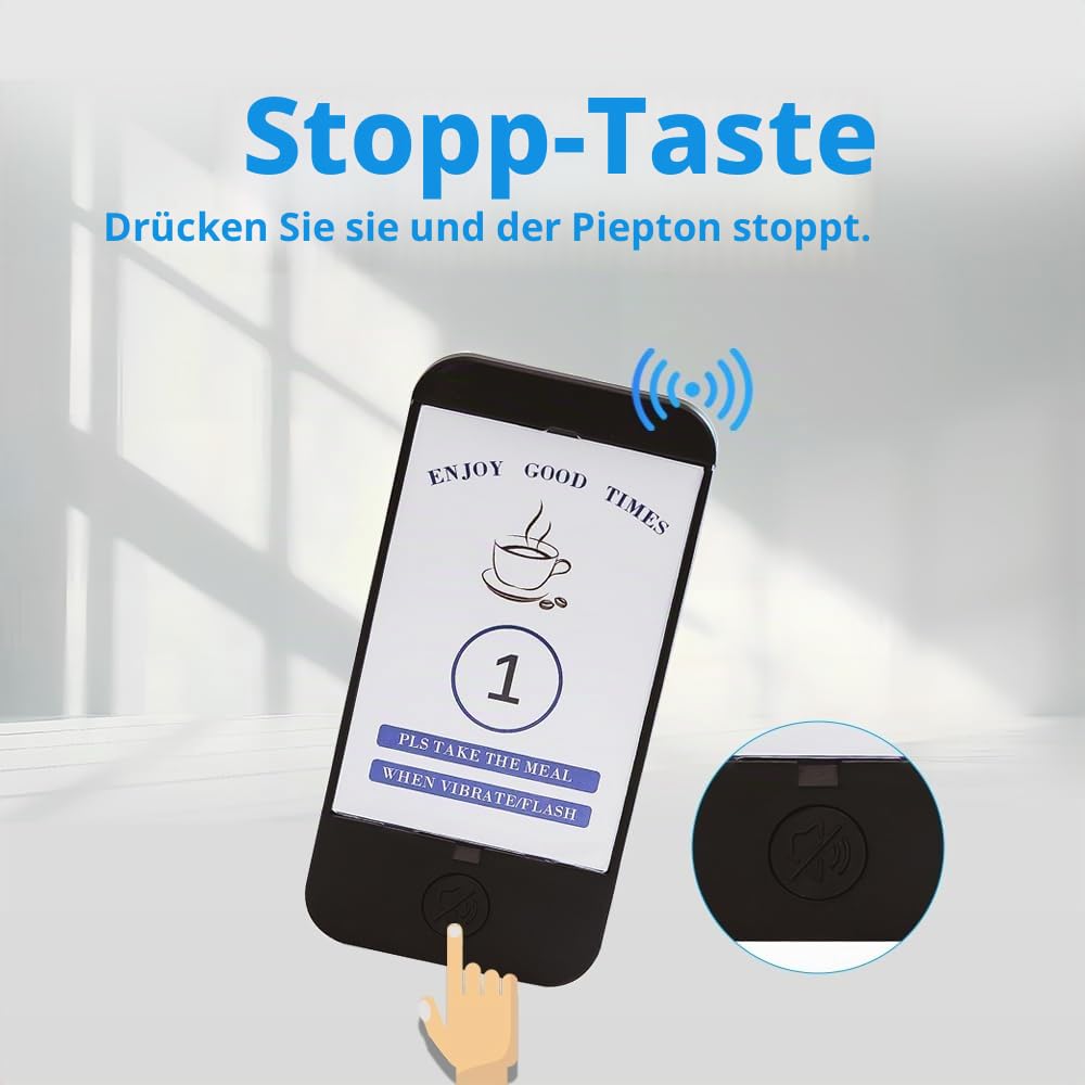 KZH Pager Rufsystem Restaurant, Aufrufsystem 500 Meters, 20 Pager System, 7 Anrufmodi, Mit Stopp Button, Auswechselbare Aufkleber, Buzzer Gastronomie für Konditorei, Hotel, Kneipen