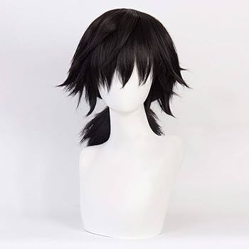 ひ*認様 【即納】鬼滅の刃　冨岡義勇　セット済みウィッグ 即納】鬼滅の刃 冨岡義勇 セット済みウィッグ