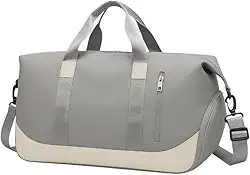 Bolsa Mala de Viagem Grande 47cm – Alça Transversal Removível, Compartimento para Tênis e Roupas Molhadas, 5 Bolsos com Zíper, Acoplável à Mala de Rodinha (Cinza)