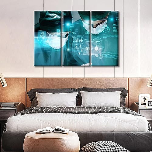 Image of Surgery and Medical Canvas Wall Art Laboratory Research Concept Wall Art Nosocomium 3 Panels Young Scientist Wall Pictures Giclee Wooden Framed Gallery-Wrapped Ready to Hang (60 inch Wx40 H)