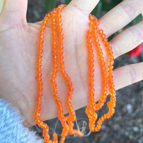 Image of 1000pcs Czech Faceted Rondelle Crystal Glass Loose Beads 4mm Small Tiny Spacer Bulk Sun (Orange) for DIY Craft Jewelry Making CCR412