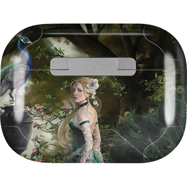 Skinit Decal Audio Skin Compatible with Apple AirPods Pro (2rd Gen, 2022) - Nene Thomas Woman with Peacocks by Nene Thomas Design