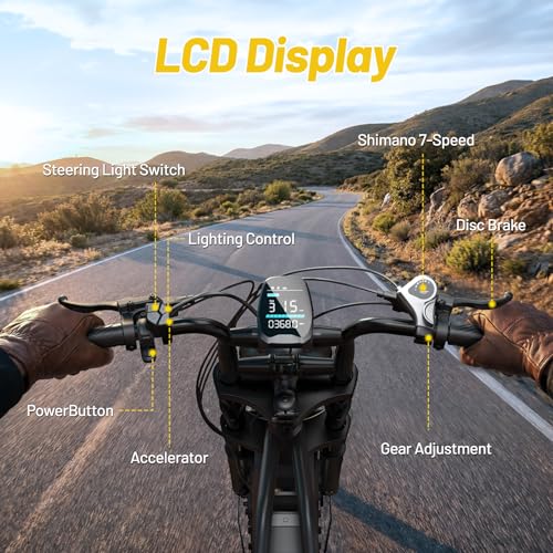 TST Electric Bike for Adult,Ebike with 48V/15AH Removable Battery, Electric Bike with Multiple Performance Modes,20" x4.0 All-Terrain Tires, Fat Tire Ebike Hydraulic Suspension 7-Speed - Image 5