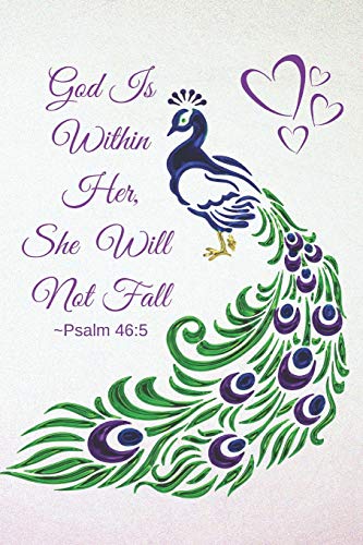 Psalm 46:5 God Is Within Her, She Will Not Fall: Purple Lavender Peacock Notebook (Composition Book Journal) with Bible Verse Inspirational Quote (6" x 9" Size)