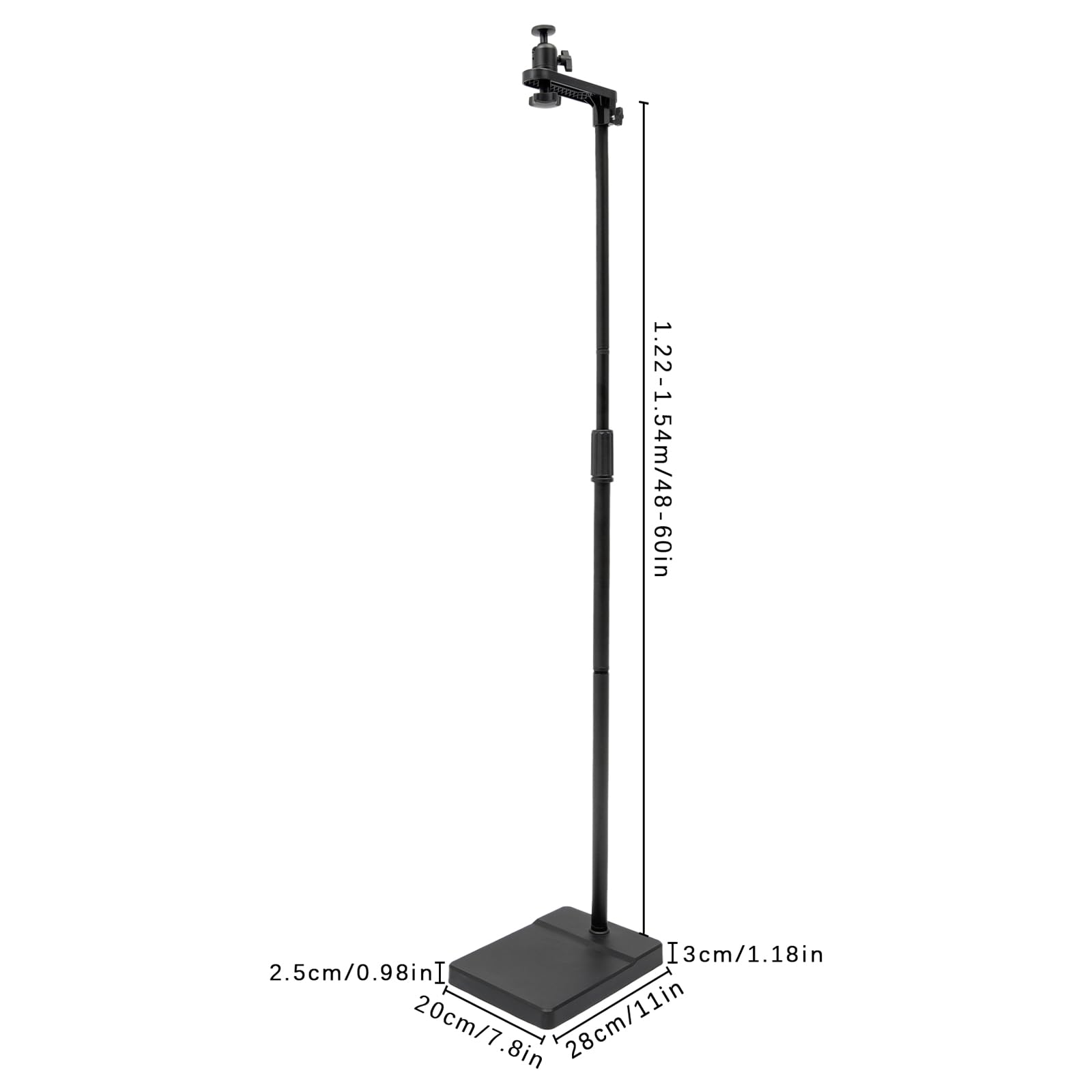 Support de sol pour projecteur, réglable en hauteur, 122 à 154 cm, rotation à 360 °, pour home cinéma, bureau, présentations, support de sol stable (noir)
