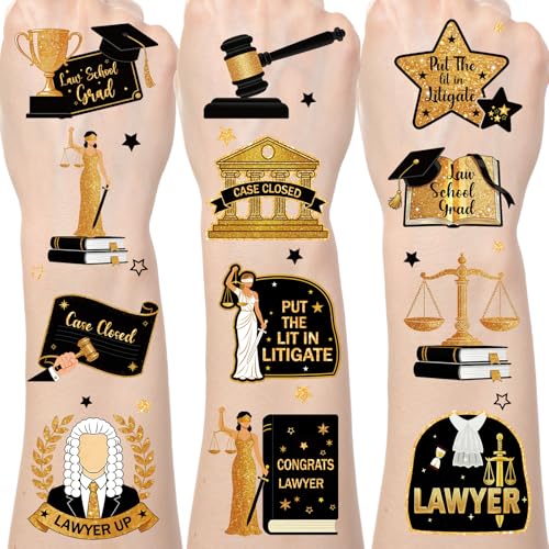 Yoyuspy Law School Graduation Temporary Tattoos - 200+ Law Graduation Decorations Favors, Legal Lawyer Grad Graduate Tattoo Stickers Gifts Classroom Party Decor Supplies