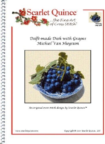 Scarlet Quince vhu002delft-made Plato con las uvas de Michiel van Huysum de punto de cruz, diseño de gráfico