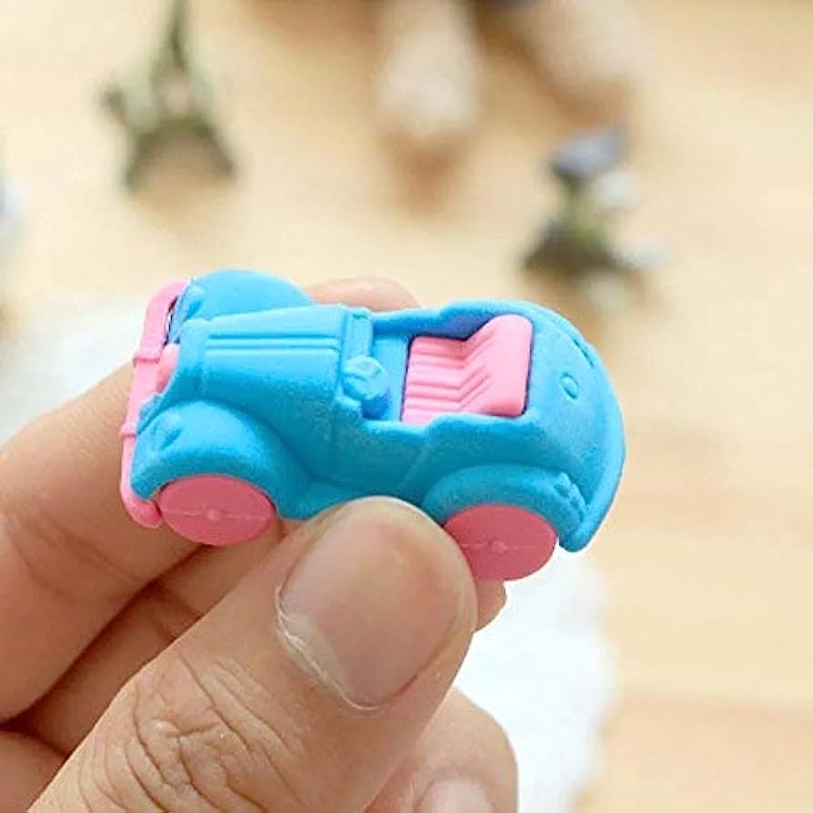 Image of AK Store (Pack of 4) 3D Cute Cartoon Shape Rubber Pencil Erasers, School Stationery for Kids, Boys Girls, Birthday Return Gifts (Cars)