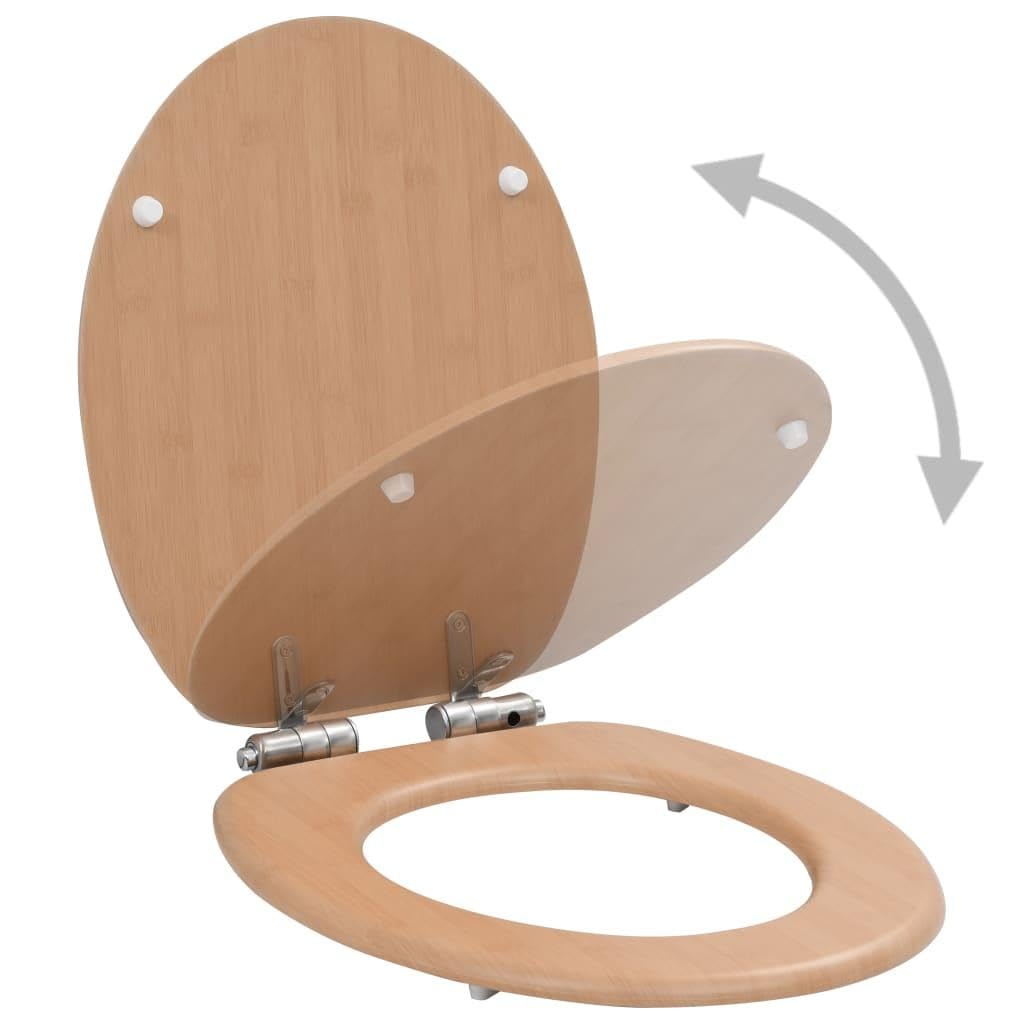 Set di 2 sedili WC sedile WC bagno casa interno bagno MDF coperchio chiusura morbida bambù 02_0002962