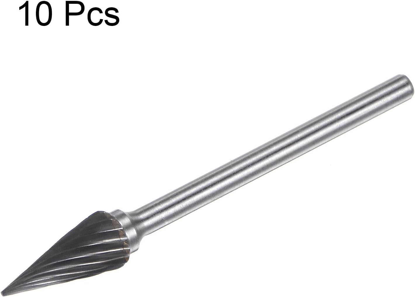 Toolparts And Accessories 10pcs 1/4" (6mm) Head 1/8" (3mm) Shank M-Shape Single Cut Carbide Rotary Burrs (#CN#130824-03297)