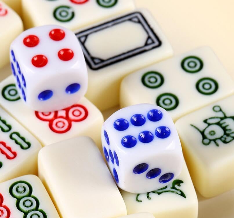 HEYOUTH Set de Mahjong Mini de Voyage - Mahjong Chinois Traditionnel avec 144 Tuiles Beiges, Jeu Complet de Voyage pour Réunions et Jeux de Société