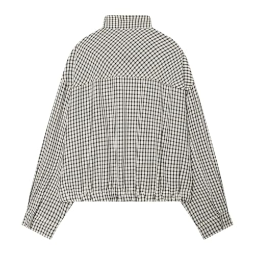 Plaid Bomber Jacket Women Stand Collar Zip Up Coat Casual Long Sleeve Outerwear With Pockets - image 5