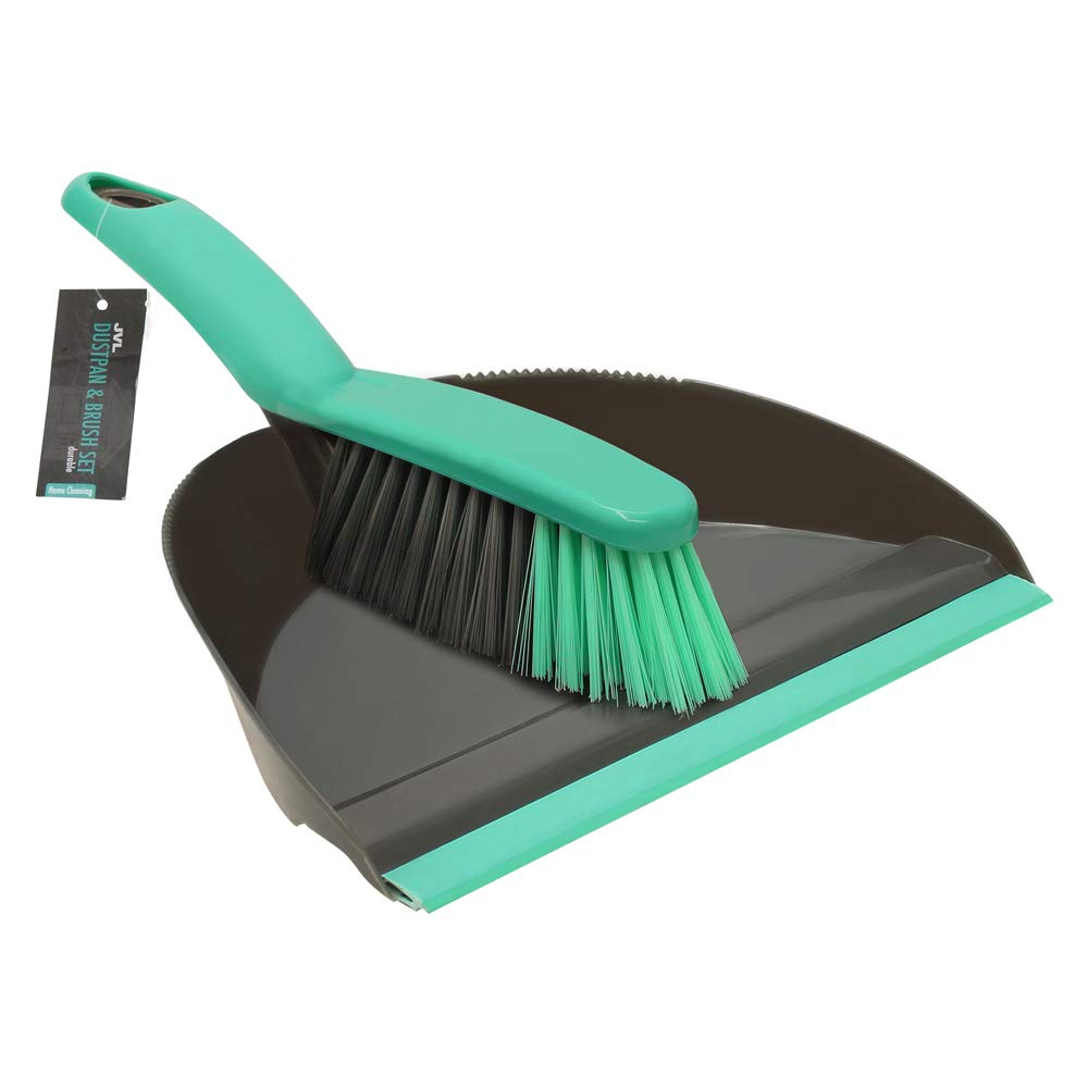 Jvl Grey/Turquoise Dustpan And Bristle Brush Set, 20-038Gy