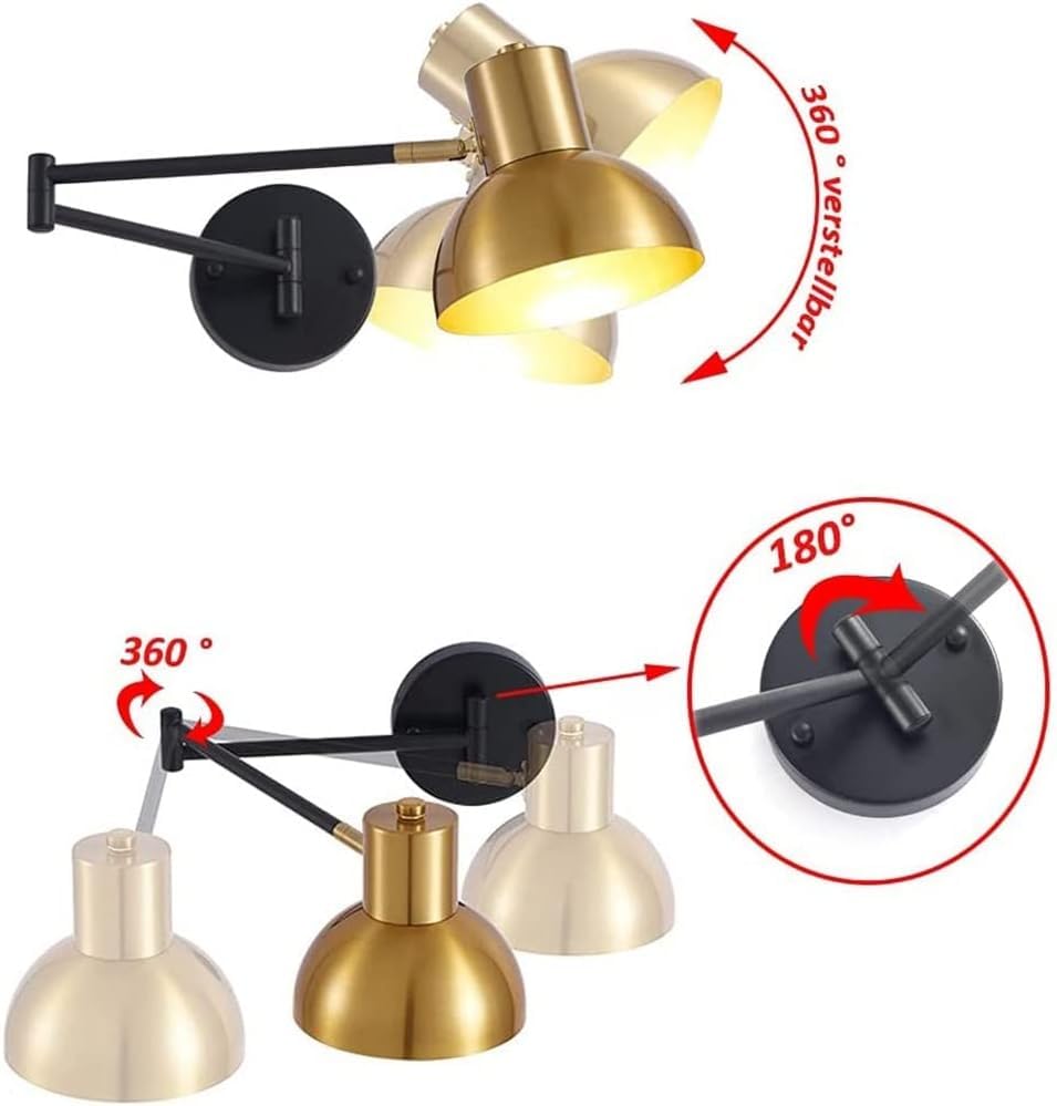 Lampe Murale Vintage Rotative à 2 Bras Longs Extensibles pour Intérieur Rétro