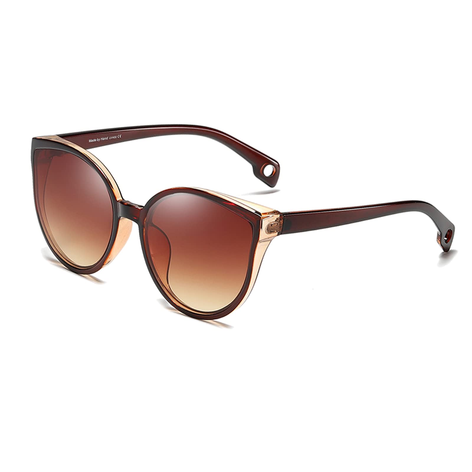 Long Keeper Grande Lunettes de Soleil Femme Oeil de Chat Vintage Lunettes de Soleil Ronde Cat Eyes Surdimensionnées Mode Lunette Femme Oversize UV400
