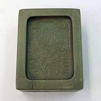 Amazon | 緑端渓 蘭亭硯 3吋 『硯石 写経 本石 木箱 書道用品