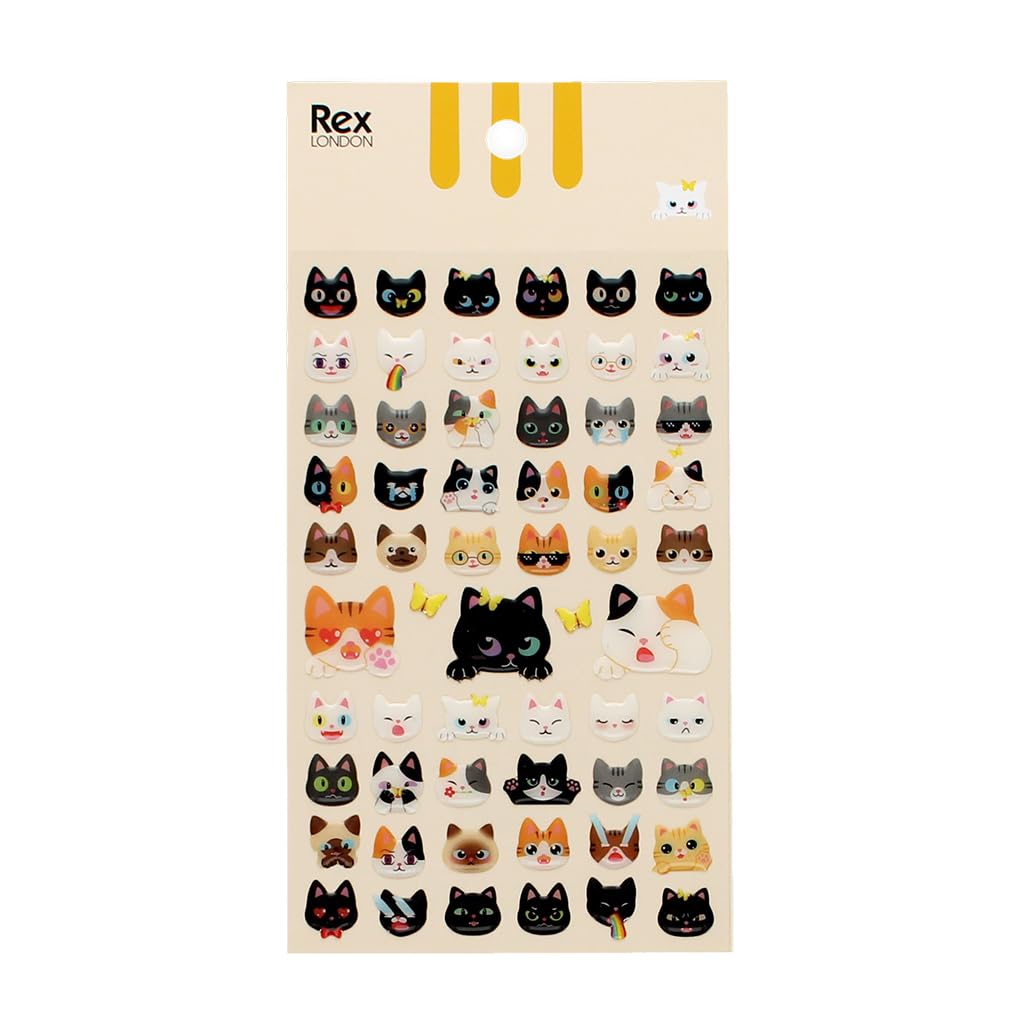 Rex London Multicolore 3D Stickers Quirky Cats
