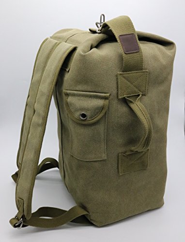 Canvas Backpack Large Capacity Duffel Bag Outdoors Sports Gym Bag Hiking Camping traveling Backpack for Men (Dark Green, Large)