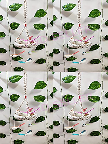 F&T Handmade Color-Full Woolen Bird Nest for Hanging in Balcony and for Home Decoration Pack of 4