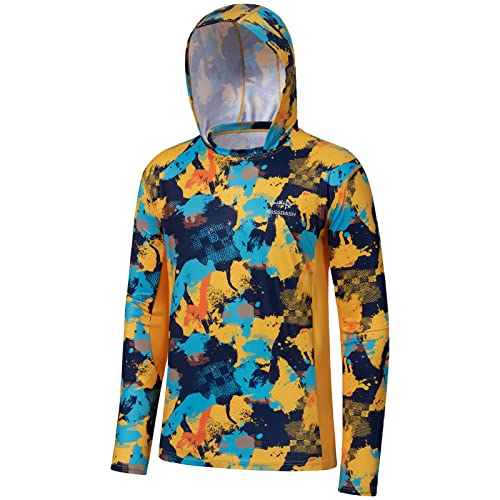 Image of BASSDASH Men's UPF 50+ Fishing Hiking Camo Hoodie Shirt with Face Mask Lightweight Neck Gaiter Long Sleeve