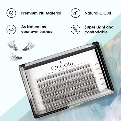 Oreola False Eyelashes Natural Lashes Cluster for DIY at Home Ultra-Light Individual Cluster Lash Extensions 0.07C Curl 8-14mm - Image 2