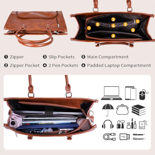 HoldOneLight 15.6 Inch Laptop Bag Brown - Image 6