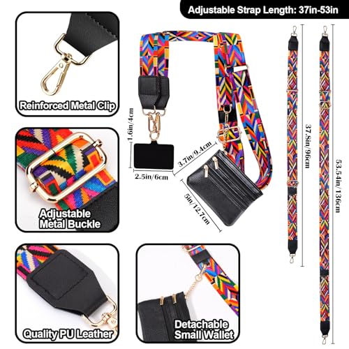 Image of XANGNIER Clip and Go Strap for Phone with Wallet Crossbody, Phone Strap with Zippered Wallet, Adjustable Anti Theft Cellphone Lanyard for Women, Cellphone Chain Accessories,Multicolor 10
