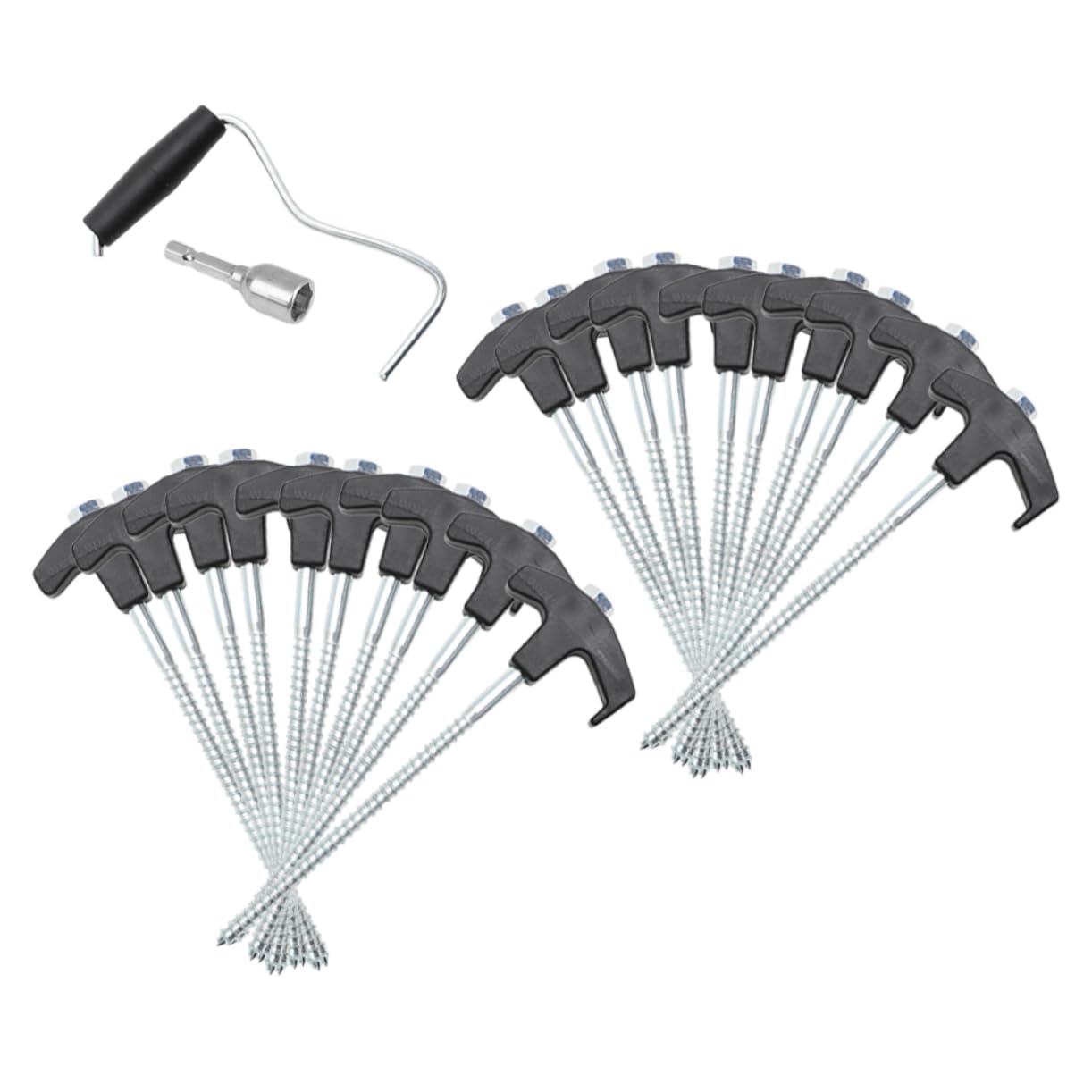 Piquets de Tente en Acier 1 Set pour Canopée, Noir