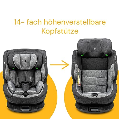 Osann - Seggiolino Auto Neonati/Bambini One360 Isofix Rotante A 360° - 40-150 Cm - Da 0 A 12 Anni - Gruppo 1/2/3 - Grigio, Altezze 14 Posizioni, Schienale/Senso Di Marcia - 6
