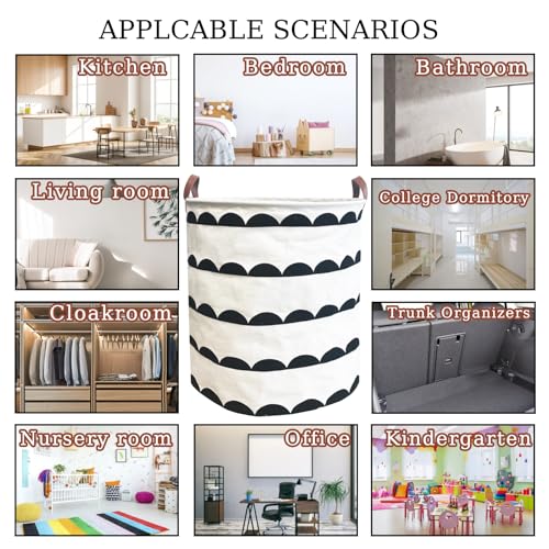 Image of Waterproof Laundry Hamper Collapsible Laundry Basket Leather Handle Laundry Bag Large Clothes Storage Toy Organization for Bathroom Bedroom Laundryroom College Dorms (Hege-003)