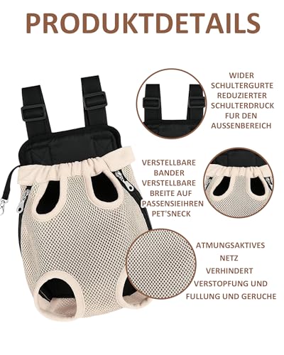 Thapncow Verstellbarer Haustierrucksack für Hunde, tragbarer, atmungsaktiver Katzenrucksack, Verstellbarer Hunderucksack，Brusttasche, vierbeiniger Rucksack