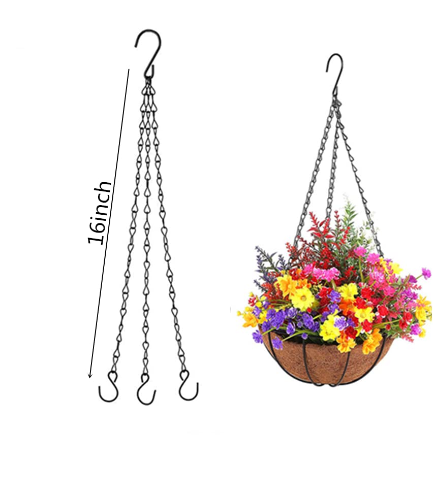 Honatrv Lot 4 Chaînes Suspension Plantes 50cm - Chaîne Métal Argent Avec Crochets S Pour Pots, Paniers, Lanternes