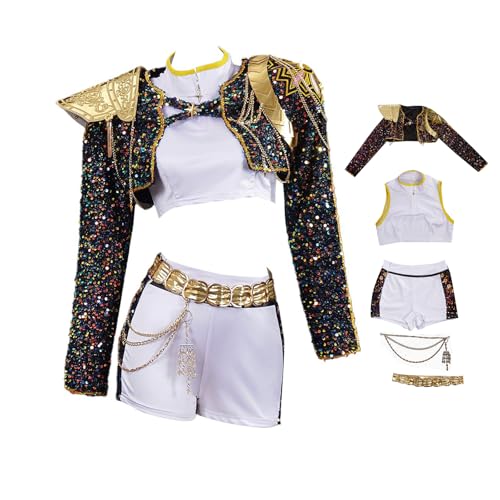Waslary Huntrix Fantasia de menina assistir Zoey Rumi Cosplay disfarce preto uniforme completo conjunto de festa de Halloween fato