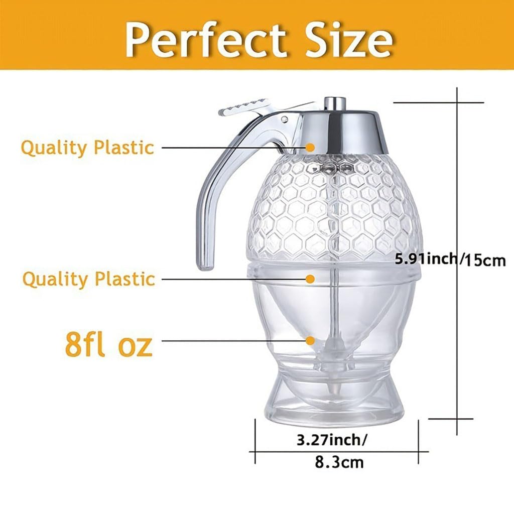 Dispensador de Miel,Capacidad de 200 ml A Prueba de Goteo Resistente Y Duradero Fácil Limpiar Adecuado para Almacenar Miel Jarabe de Arce Leche Condensada Etc(Size:200ml)