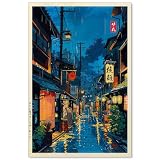 Podafu Japanese Tokyo Tea House Canvas Art Print Modern Ukiyo-e Decor Poster for Bedroom & Living Room 16x24in Unframed