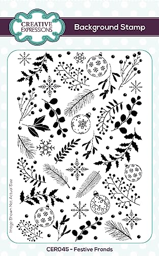 Creative Expressions Pre Cut Rubber Stamp-Festive Fronds, Grey, 4 x 6 inches - Image 2