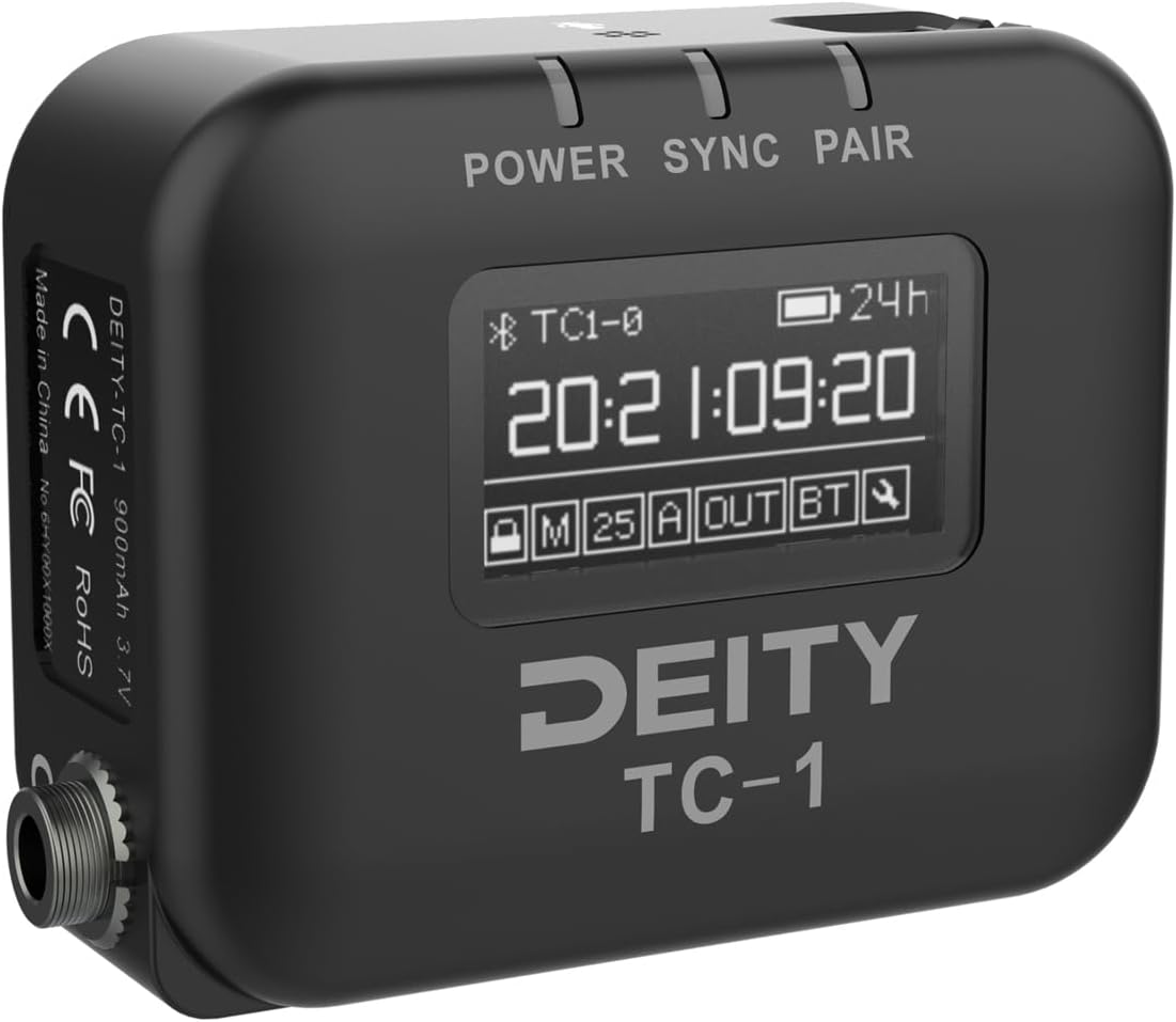 Deity TC-1 Wireless Timecode Box Generator with Locking 3.5mm Timecode Port, Bluetooth 5.0 Connectivity, and Sidus Audio App Support (Black)