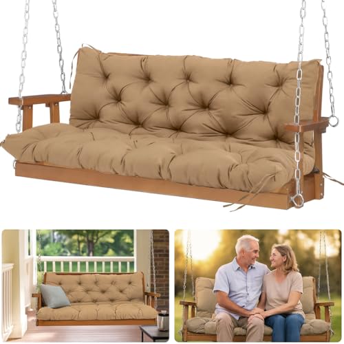 EAQ Porch Swing Cushions Thickened 5 inch 3 Seat Garden Swing Seat Cushions Replacement Waterproof Outdoor Bench Cushions 60 x 40 inch