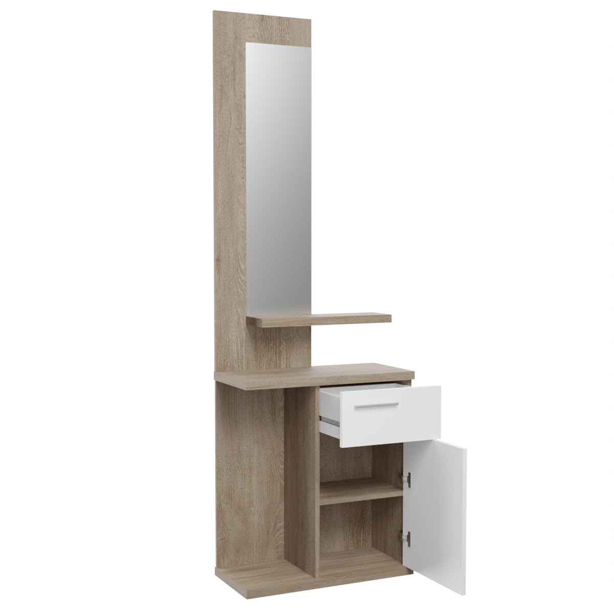 amuéblate Online - Mueble Recibidor Vertical, Modelo Iria, Práctico y Funcional, Color Blanco, Medidas: 60,5 cm Largo x 28 cm Fondo x 186,5 cm Alto