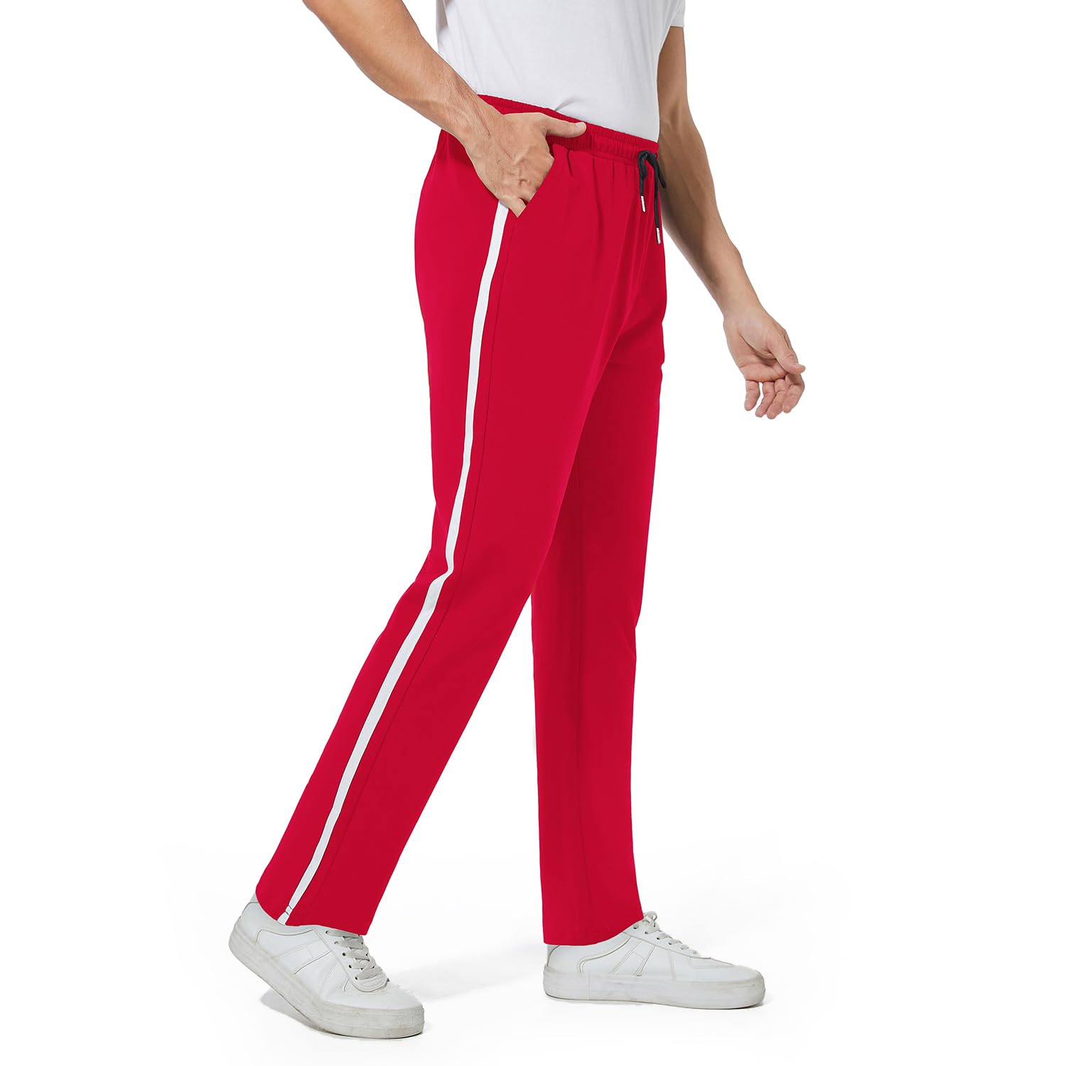 FGFD&OU Jogginghose Herren Lang Baumwolle, Sporthose Herren, Freizeithose Trainingshose Männer, Sport Hosen Sweatpants Joggers, Laufhose Yogahose Sweathose Fitness (Rot, L)
