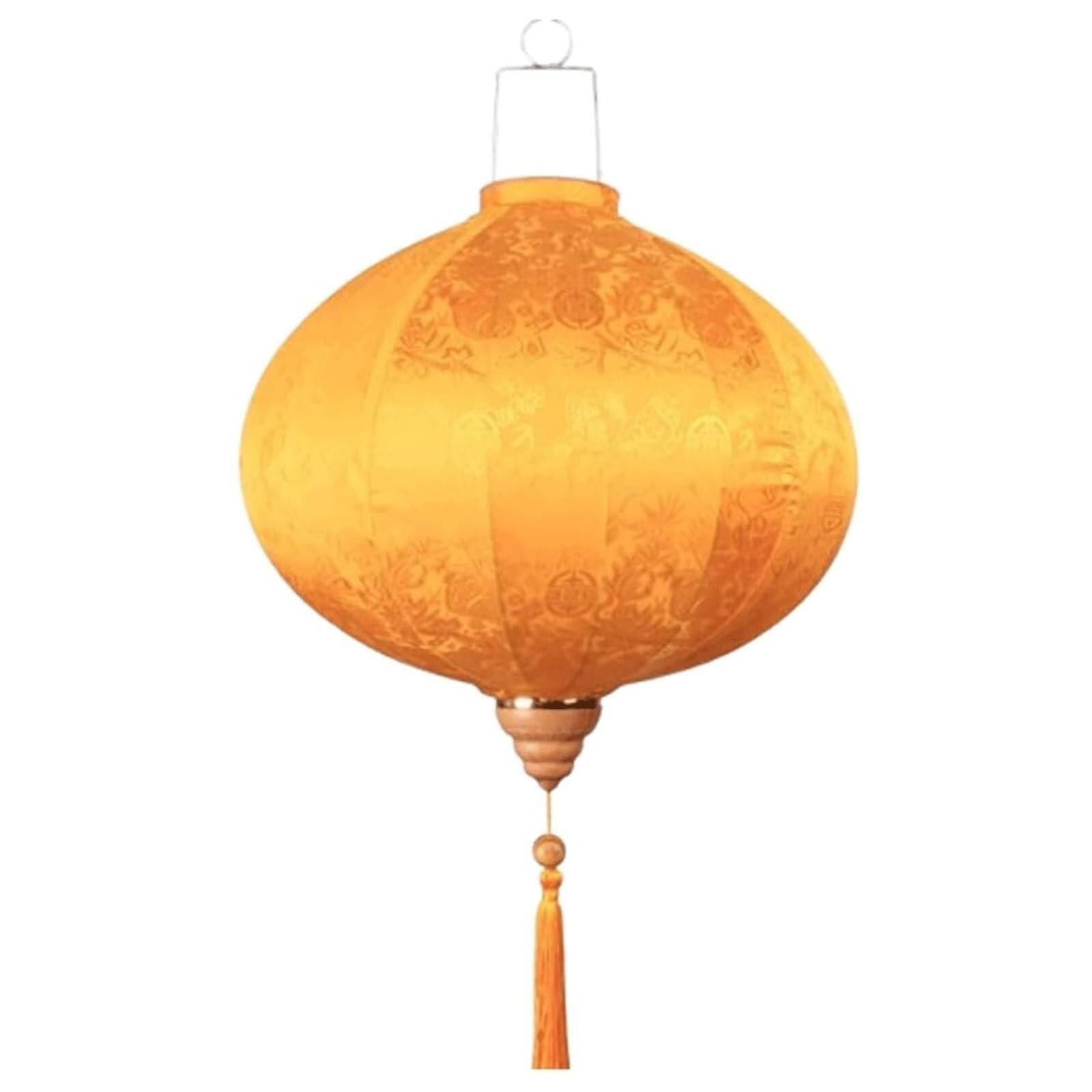 Asian lantern, Vietnamese Silk Lantern Oriental Chinese Round Jacquard with Tassel for Wedding, Party, Festival Hanging Decoration(Yellow,14'')