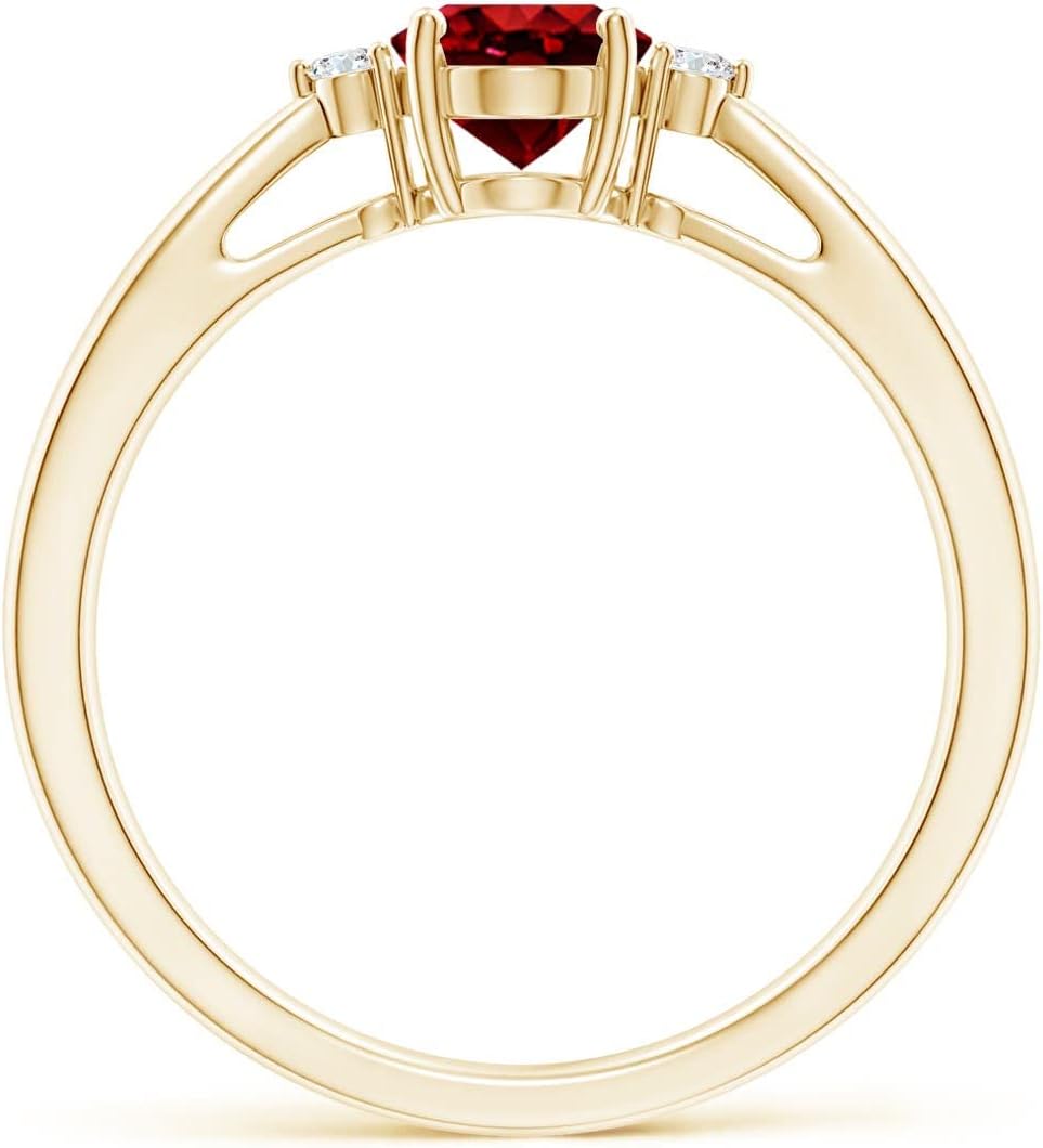 Angara Tapered Shank Ruby Solitaire Engagement Ring with Diamond Accents in 14K Solid Gold/Platinum | Natural Ruby Side Stone Ring for Women | July Birthday, Gemstone Jewelry Gift