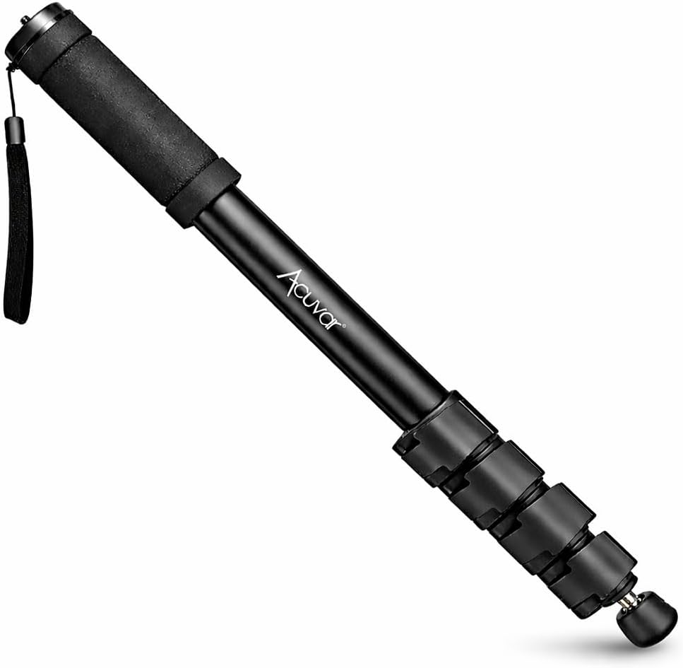 62" Inch Monopod with Integrated Safety Strap and 4 Section Extending Pole for All Digital Cameras, DSLR, Mirrorless, Compact Cameras