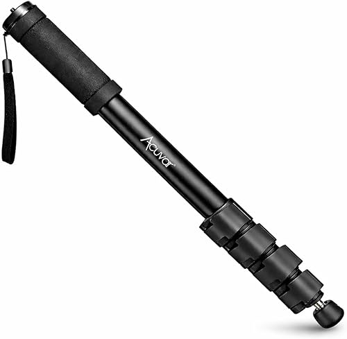 Acuvar Monopie fotográfico de 62 pulgadas con correa de seguridad - Monopod de cámara de aluminio ligero para viajes y disparos al aire libre